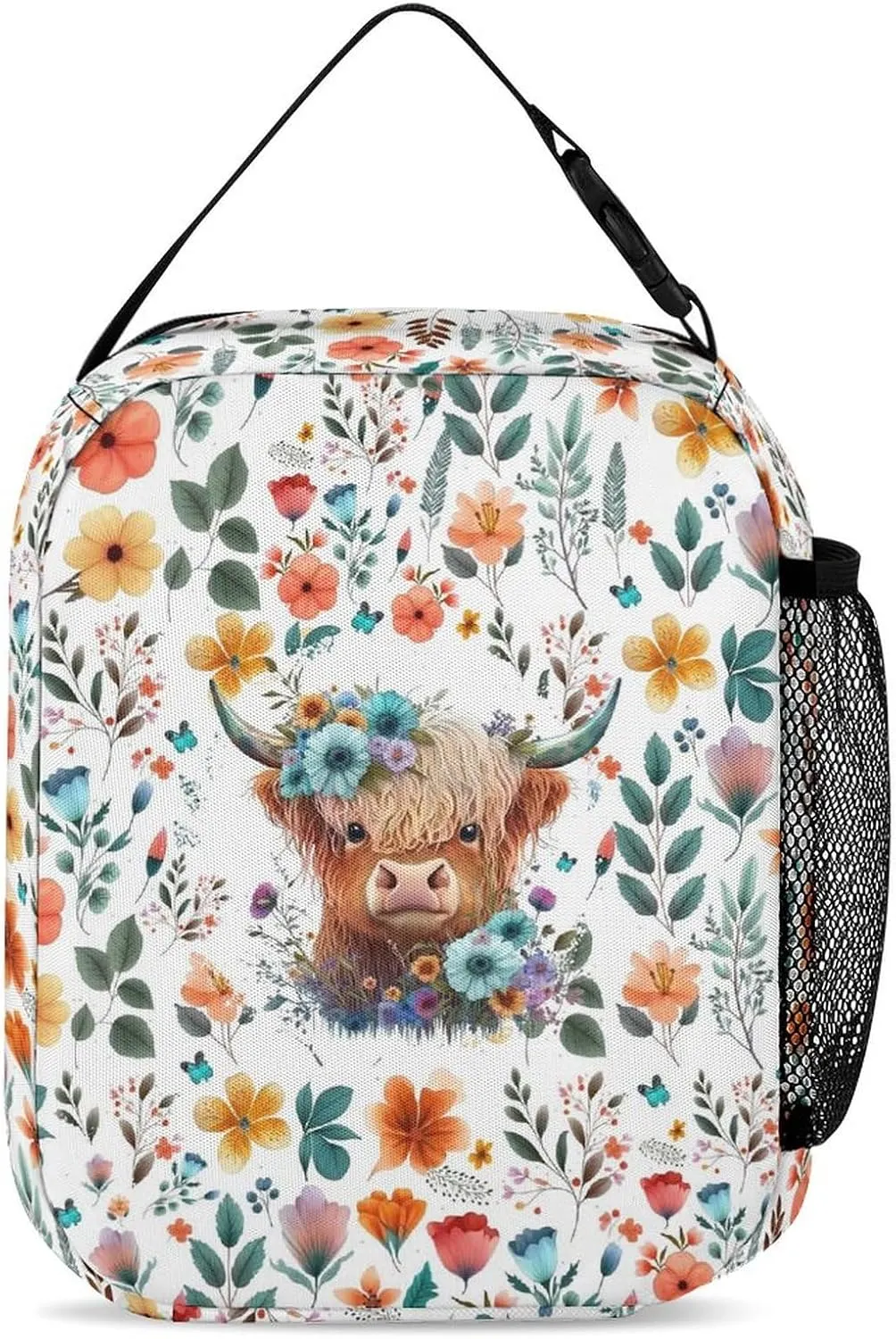 Highland Cow Backpack with Lunch Box & Pencil Case for Kids Girls Boys School, 16 Inch Cute Highland Cow Bookbag, School Backpack for Students Children, sustainable, Lightweight, Large Capacity