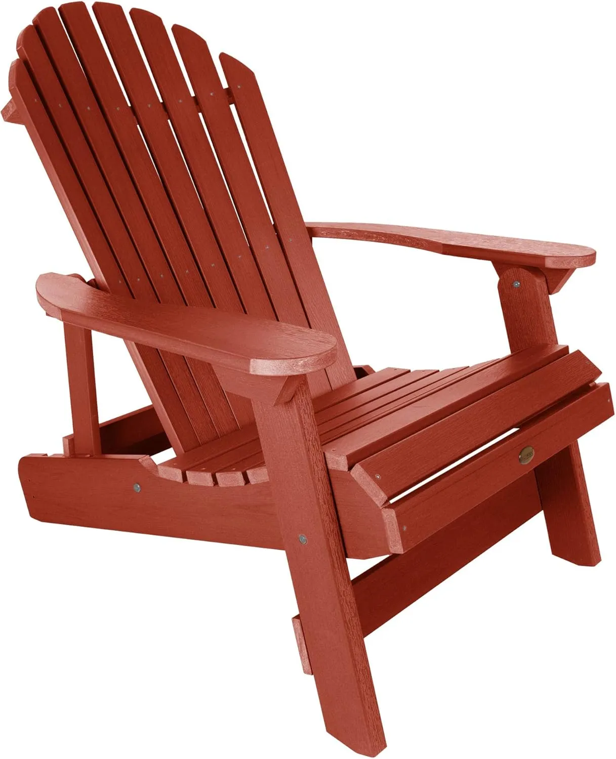 Highwood Hamilton King Size Folding & Reclining Adirondack Chair with Ottoman, Rustic Red