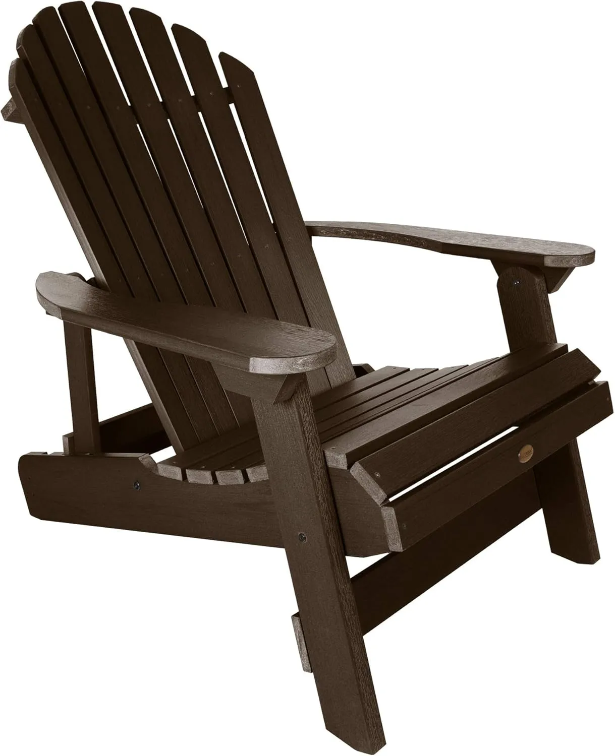 Highwood Hamilton King Size Folding & Reclining Adirondack Chair with Ottoman, Weathered Acorn