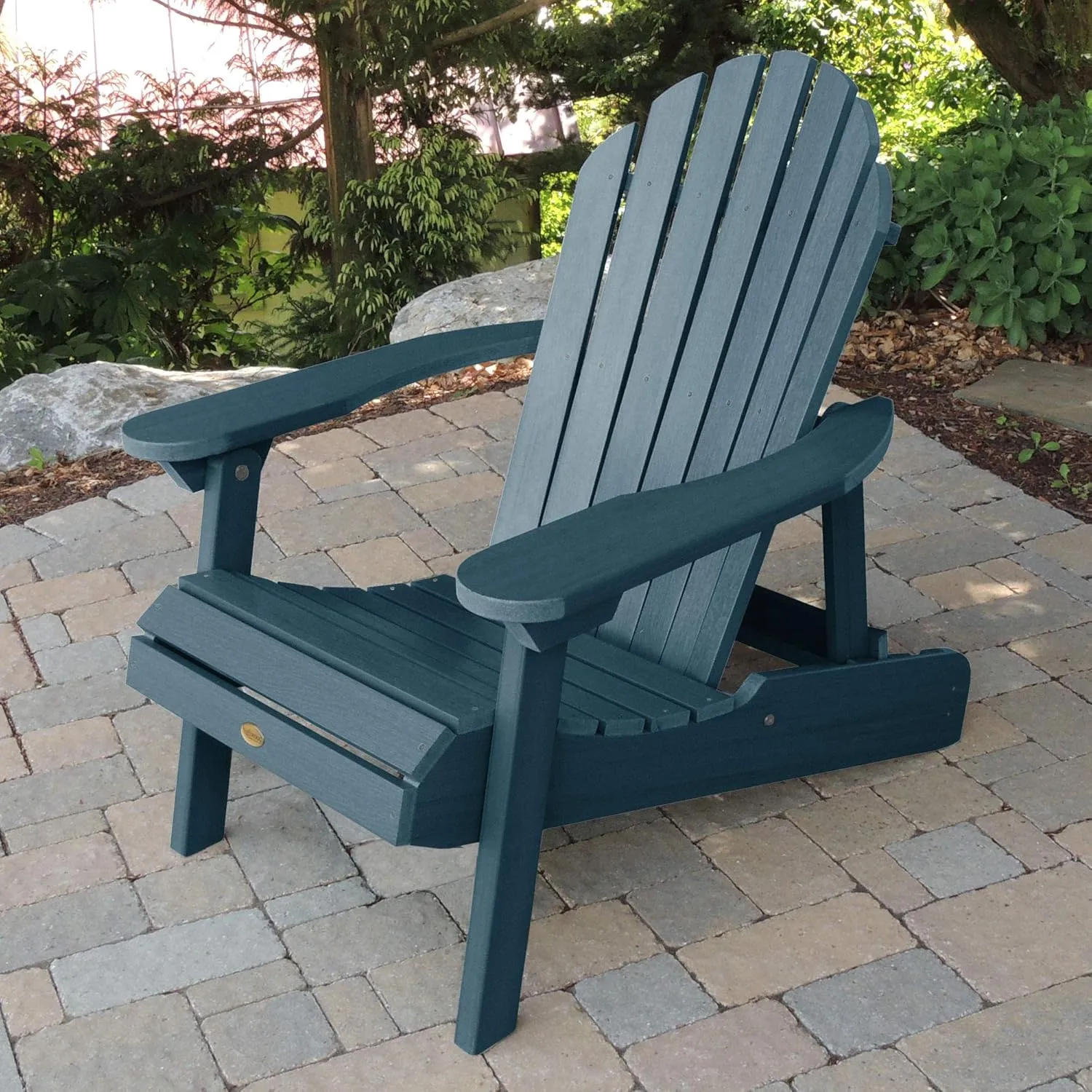 highwood Hamilton Made in the USA Folding and Reclining Adirondack Chair, Adult Size, Nantucket Blue