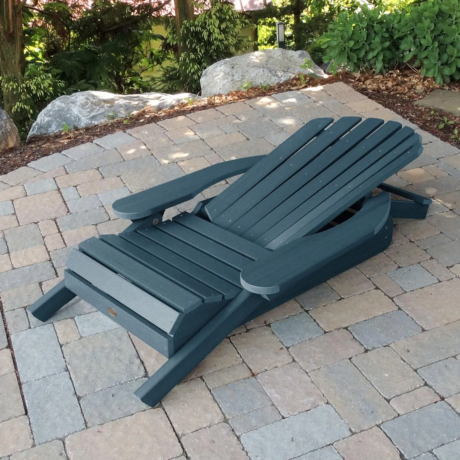 highwood Hamilton Made in the USA Folding and Reclining Adirondack Chair, Adult Size, Nantucket Blue