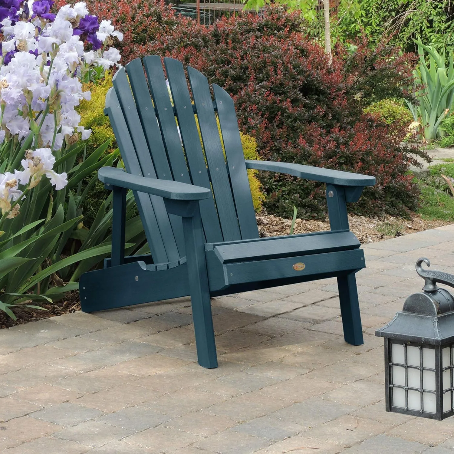 highwood Hamilton Made in the USA Folding and Reclining Adirondack Chair, Adult Size, Nantucket Blue