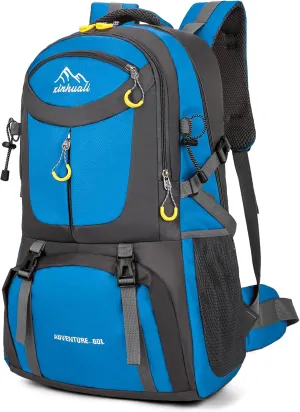 Hiking Backpack, 60L Large Camping Backpack Waterproof for Travel, Lightweight Day pack for Men Women, Blue
