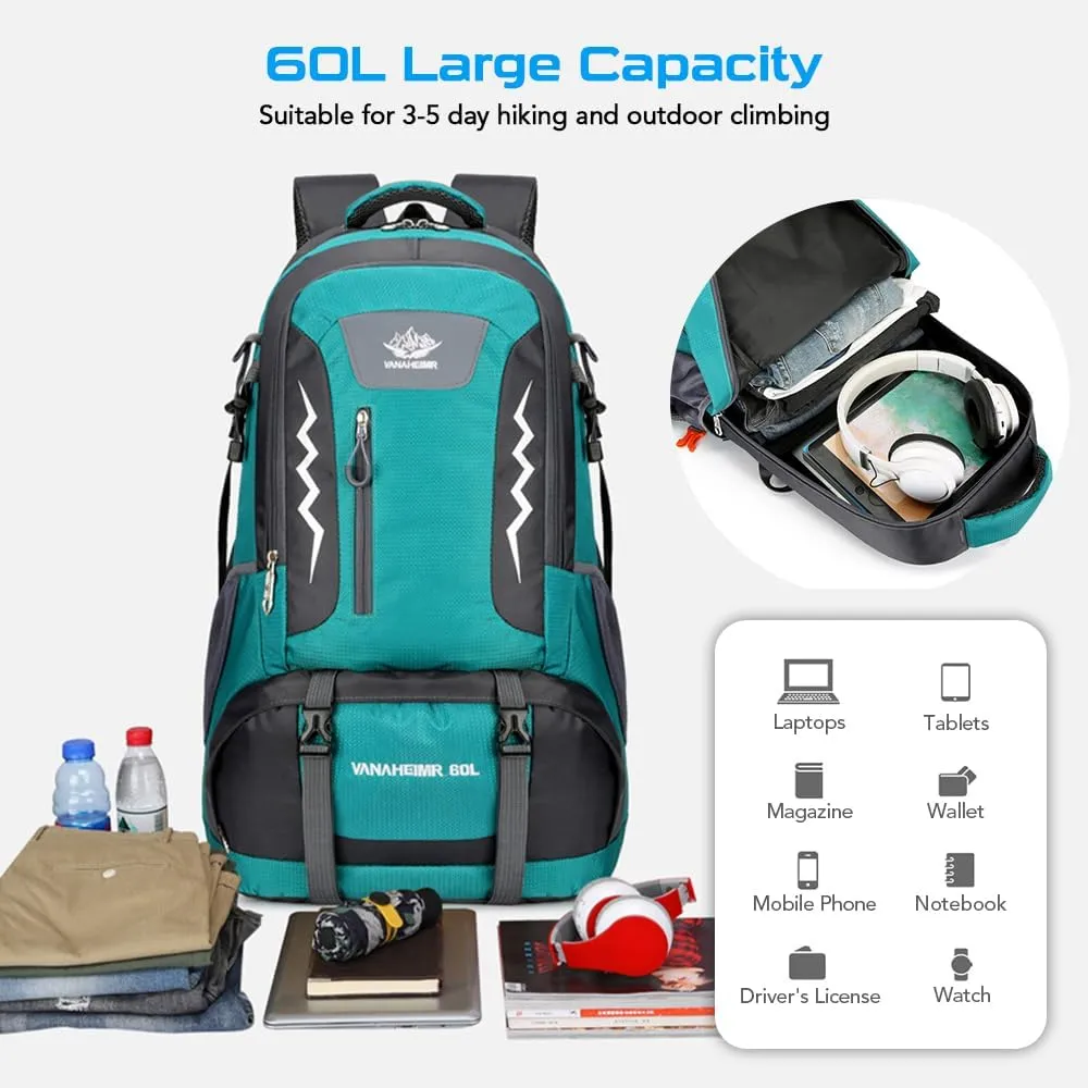 Hiking Backpack 60L Water-sistant Camping Backpack for Men and Women Outdoor Sport Travel Mountaineering