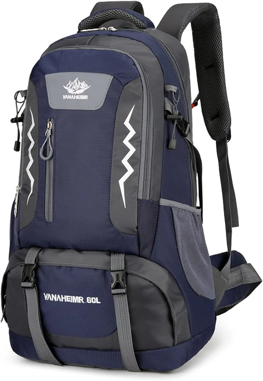 Hiking Backpack, 60L Waterproof Camping Backpack for Men and Women Outdoor Sport Travel Mountaineering, Dark Blue