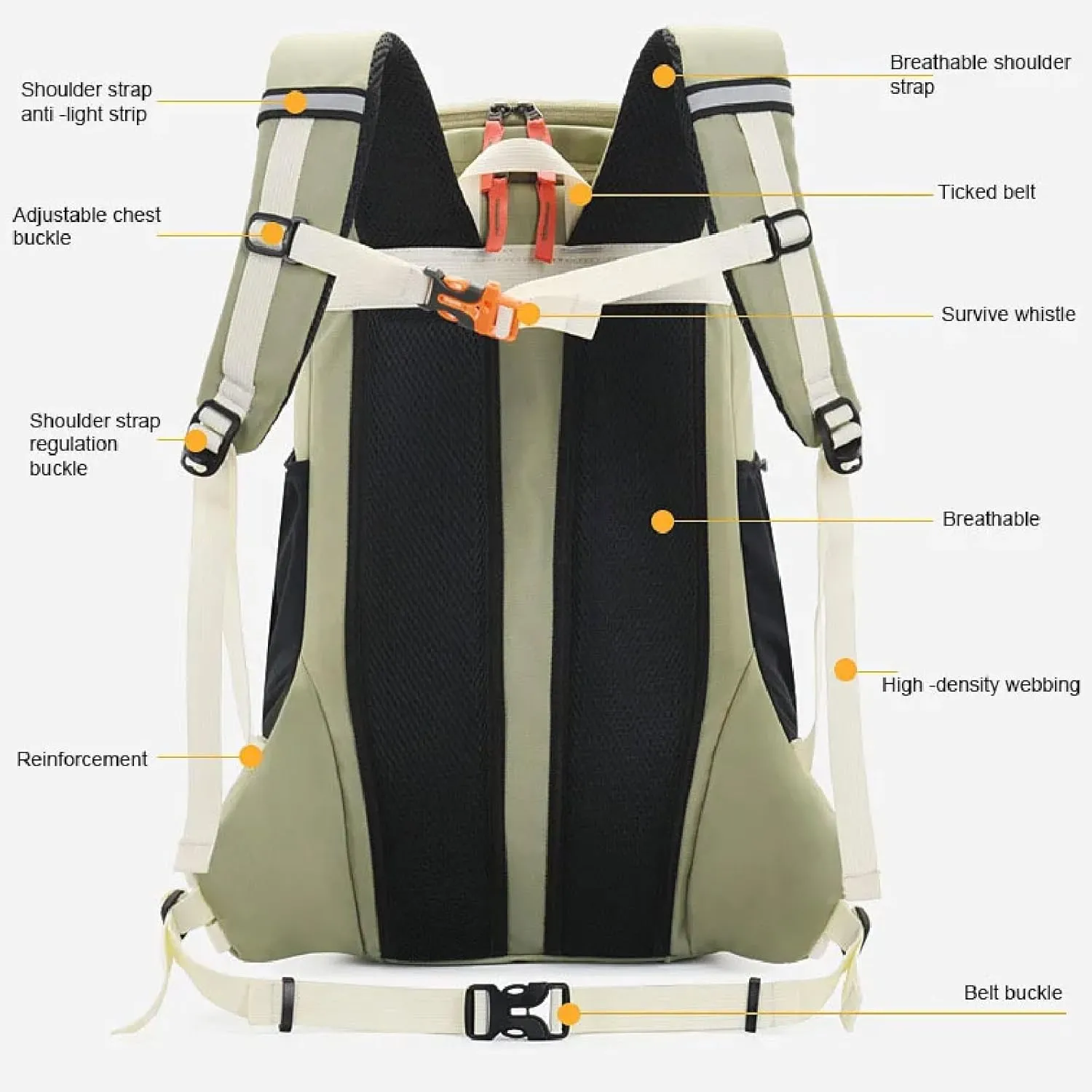 Hiking Backpack Waterproof Lightweight Casual Daypack with Rain Cover, Outdoor Sport Travel Camping Bag,Black,40L