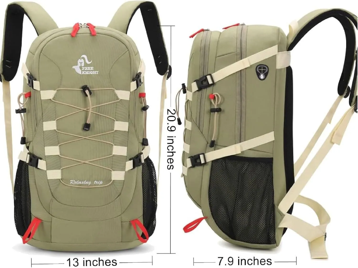 Hiking Backpack Waterproof Lightweight Casual Daypack with Rain Cover, Outdoor Sport Travel Camping Bag,Black,40L