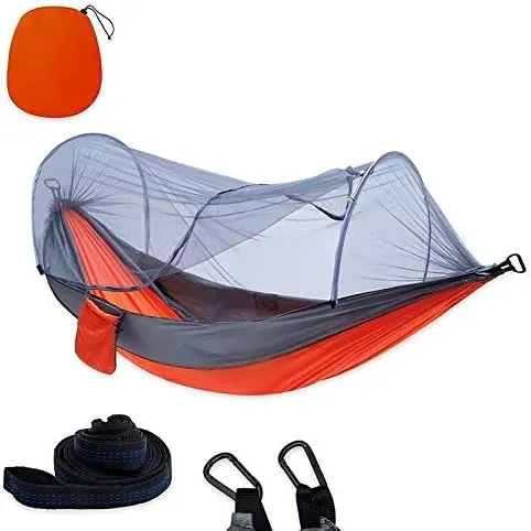 Hiking,Beach,Garden,Outdoor,Tree,Balcony,Swing Bed,Travel,Patio,1-2 Portable Person Camping Outdoor Hammock with Mosquito Net Swing Sleeping Lightweight Travel Bed for Hiking
