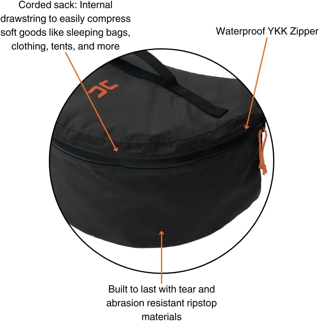 Hillsound PackStack Stuff Semi-Compression Storage Cubes, Waterproof Packing Cubes, Backpacking & Camping Space-Saving Modular Pack Organizers (Black, Fits 40L  Backpack)