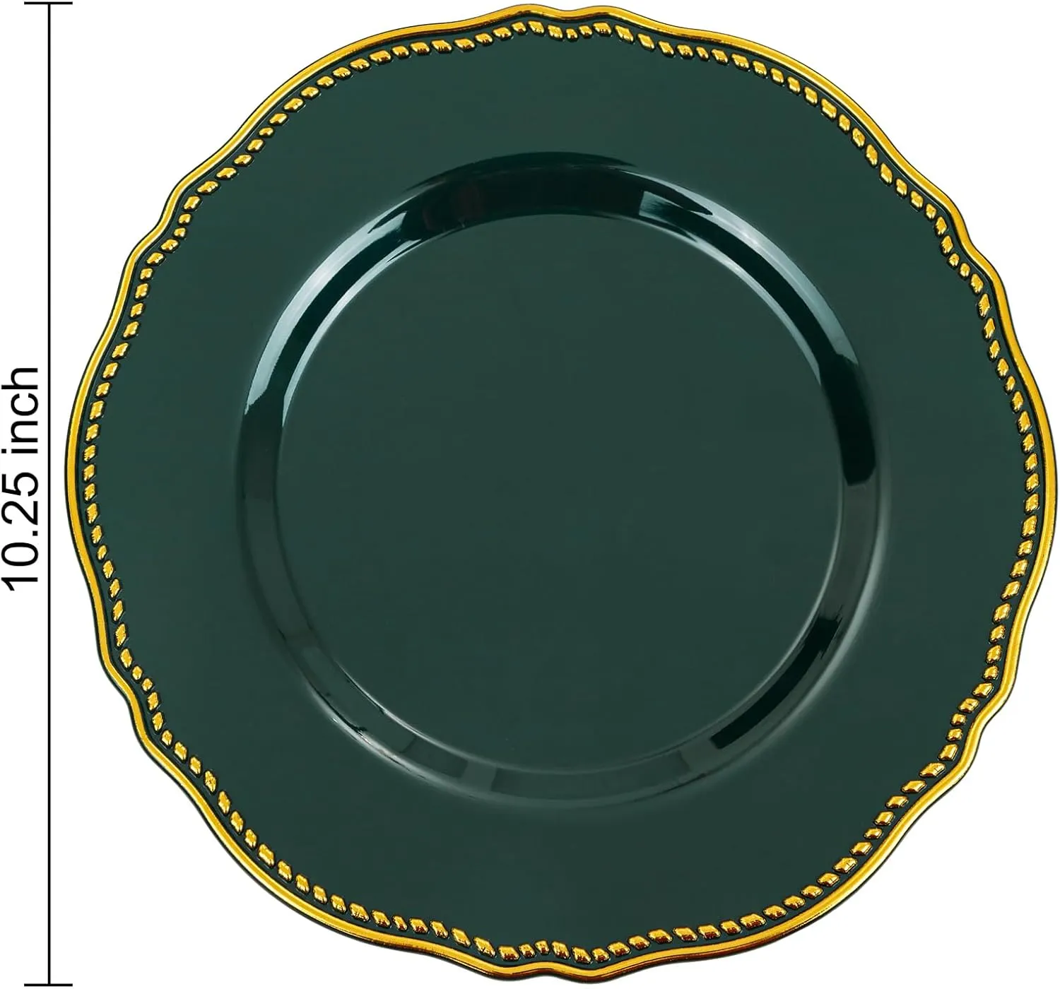 Hioasis 60pcs Green Plastic Plates - Emerald and Gold Disposable Plates, 10.25 inch Plastic Dinner Plates, Perfect for Wedding & Party & Holiday