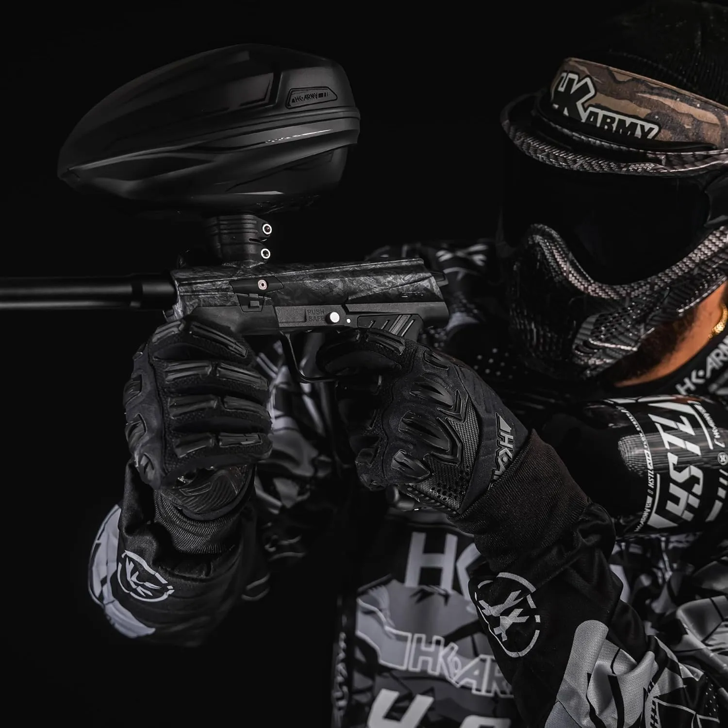 HK Army Planet Eclipse Emek Paintball Marker Package Sonic Loader 68ci/4500psi HPA Tank