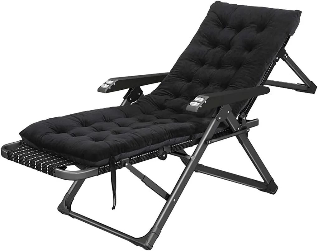 Home Leisure Chair Garden Lounge Chair Portable Folding Sun Lounger Recliner Chairs with Cushion Outdoor Deck Vision