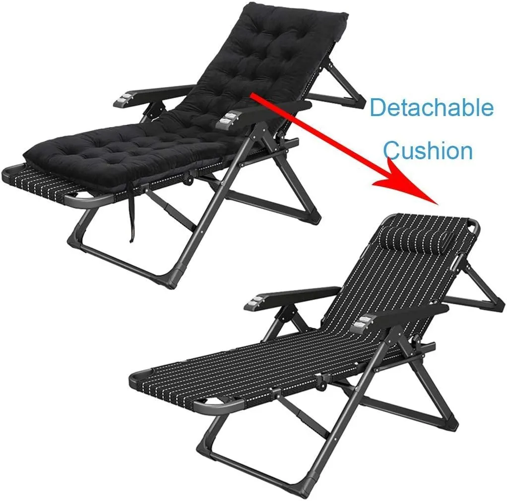 Home Leisure Chair Garden Lounge Chair Portable Folding Sun Lounger Recliner Chairs with Cushion Outdoor Deck Vision
