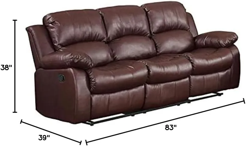 Homelegance Resonance 83" Bonded Leather Double Reclining Sofa, Brown