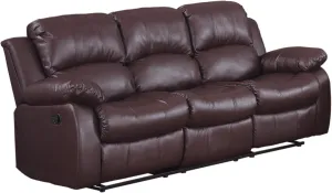 Homelegance Resonance 83" Bonded Leather Double Reclining Sofa, Brown