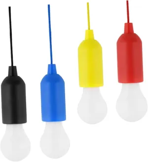 Homoyoyo 4pcs Led Camping Lantern Pull Cord Light Bulb Colorful for Tent Outdoor No Battery Needed