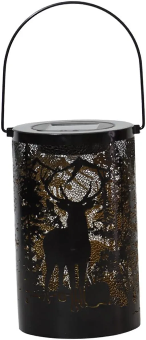 HOMSFOU Solar-Powered Decorative Lantern Hollow Design Hanging Outdoor Light for Garden Patio Landscape Decor Chic and Elegant Nighttime Ambience and Stable Structure