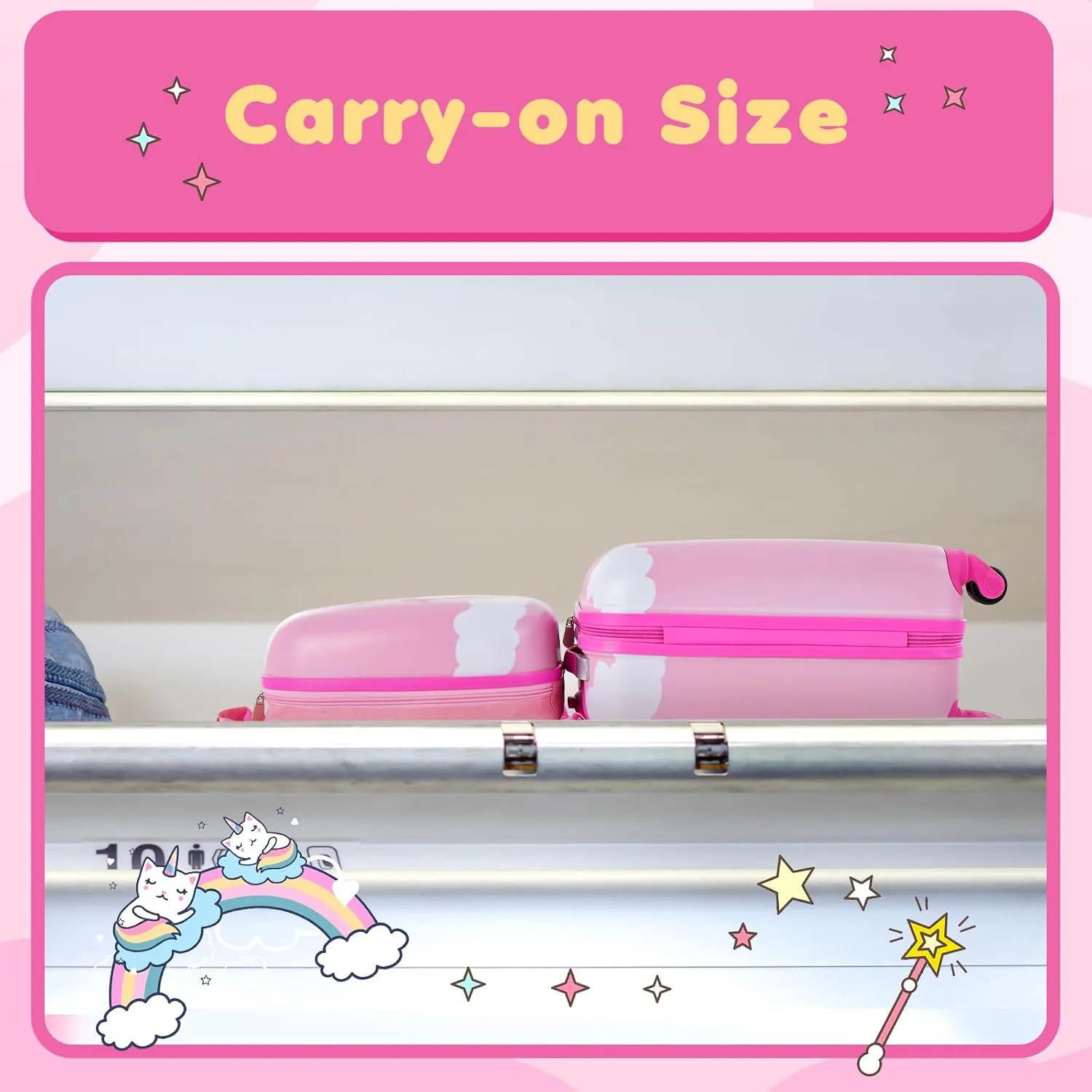 HONEY JOY Kids Luggage, 12" Toddler Backpack & 16" Travel Suitcase with Wheels, Lightweight Toddler Girls Suitcase, Durable ABS Hardshell, 2Pcs Carry On Luggage Set for Boys Girls(Unicorn)