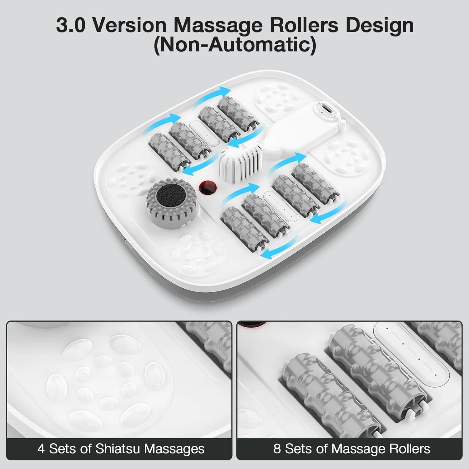 HOSPAN Collapsible Foot Spa with Heat, Bubble, Red Light, and Temperature Control, Foot Bath Massager with 8 Shiatsu Massage Rollers, Pedicure Foot Spa for Relaxation and Stress Relief