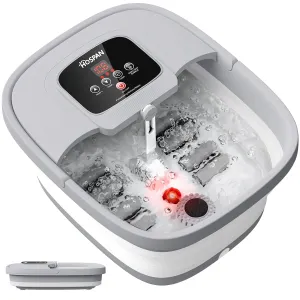 HOSPAN Collapsible Foot Spa with Heat, Bubble, Red Light, and Temperature Control, Foot Bath Massager with 8 Shiatsu Massage Rollers, Pedicure Foot Spa for Relaxation and Stress Relief