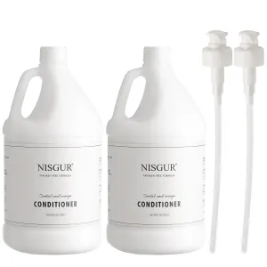 Hotel Conditioner in Gallon Size 1 Gallon Each Total 2 Gallon Jugs with Extra Pump Dispenser to Refill Wall-mounted and Stand Dispenser Aloe vera, Green Tea Extract Infused Hotel Toiletries