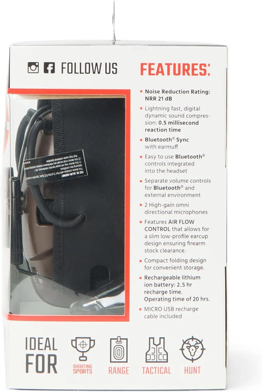 Howard Leight Impact Sport Bluetooth Shooting Earmuff, Black, 21dB Noise Attenuation, Unisex-Youth/Adults