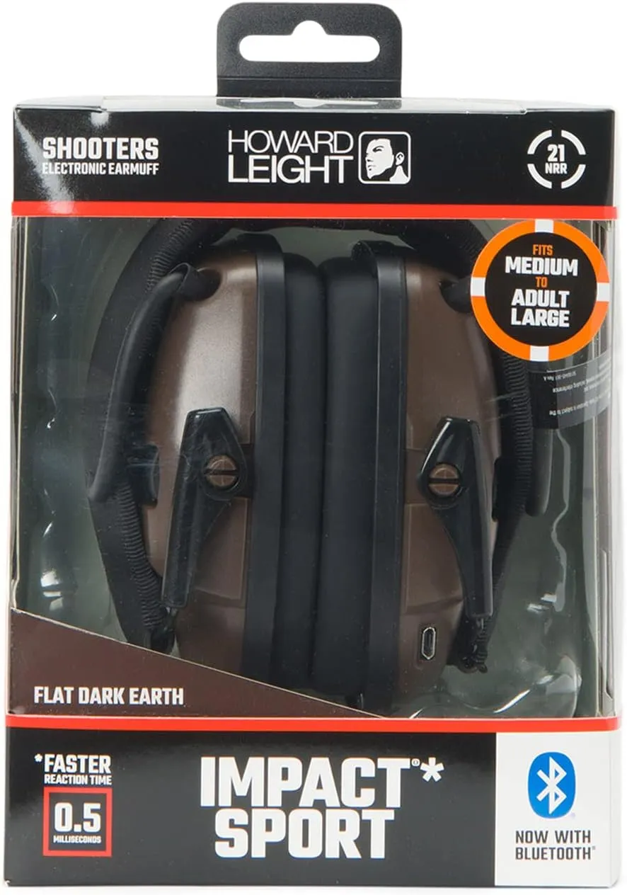 Howard Leight Impact Sport Bluetooth Shooting Earmuff, Black, 21dB Noise Attenuation, Unisex-Youth/Adults