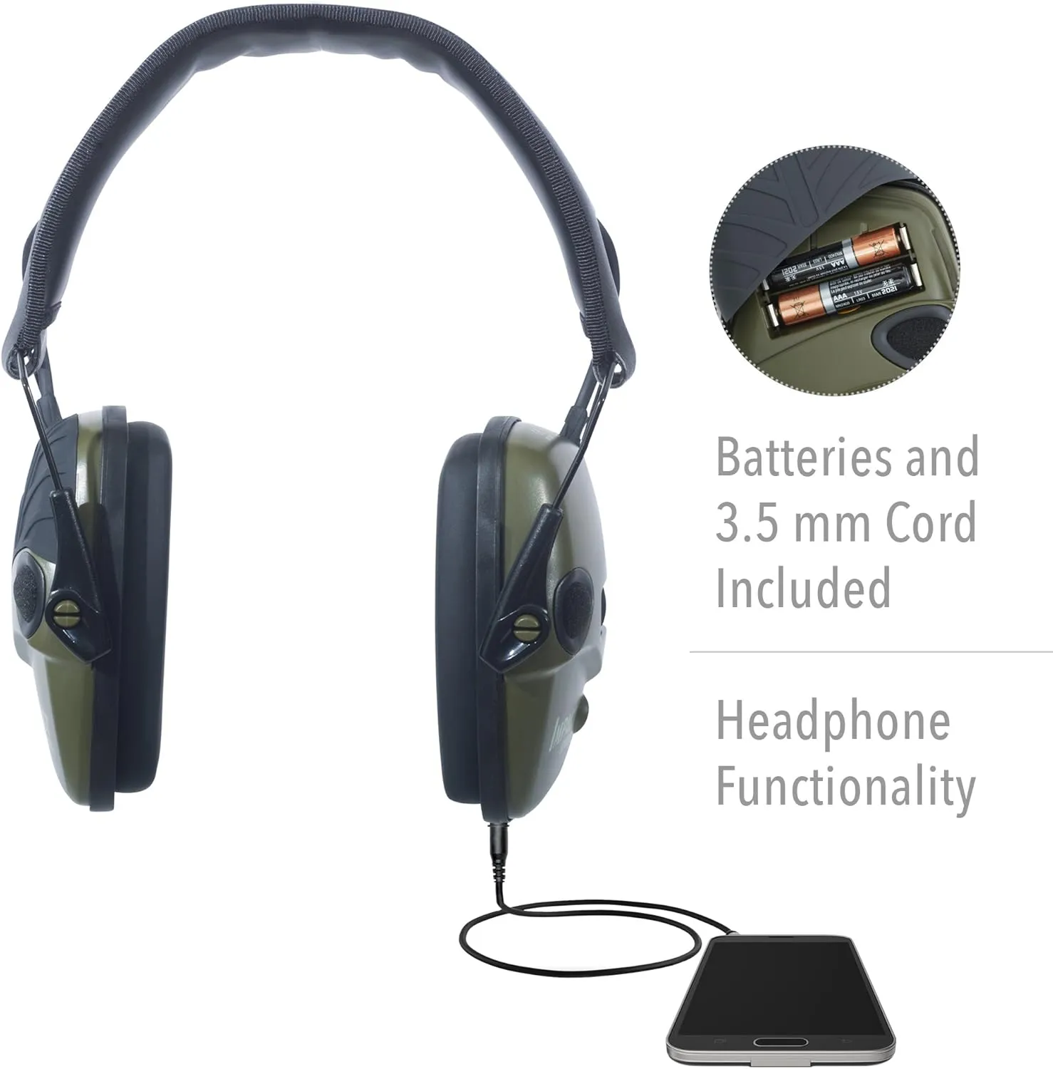Howard Leight R-01526-PK2 by Honeywell Impact Sport Sound Amplification Electronic Shooting Earmuff, Green 2-Pack