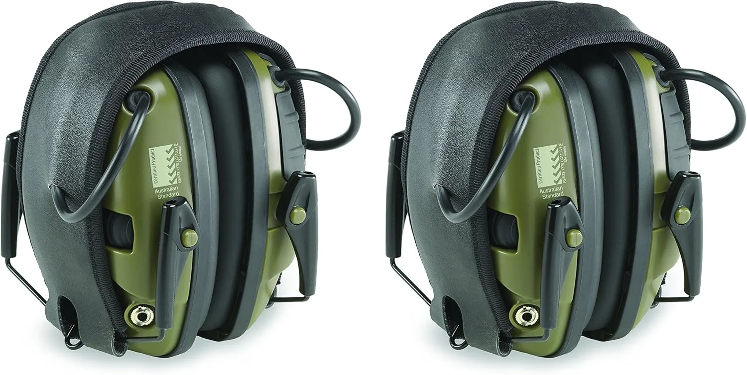 Howard Leight R-01526-PK2 by Honeywell Impact Sport Sound Amplification Electronic Shooting Earmuff, Green 2-Pack