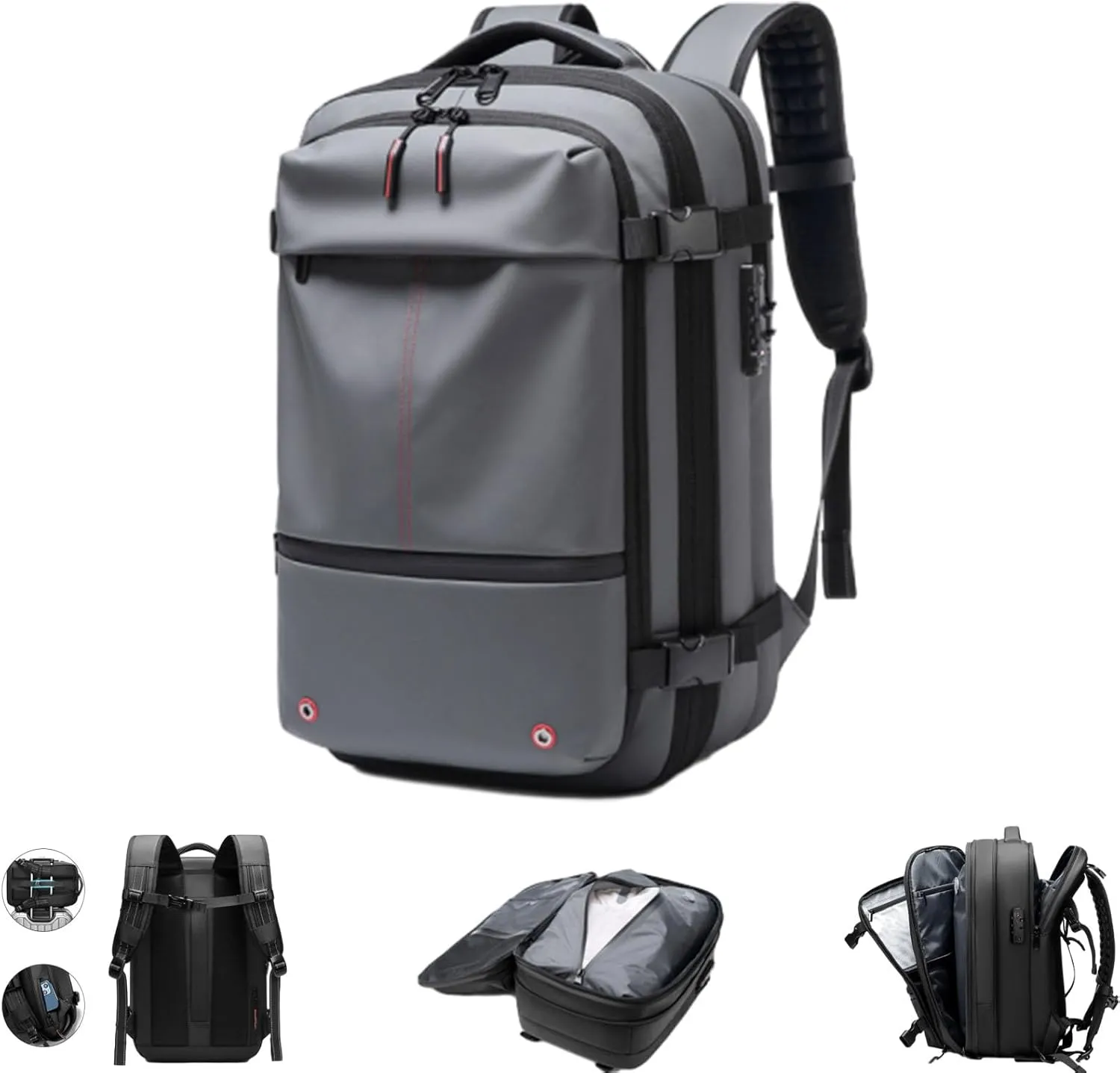 Hrtesus Alepeak Vacuum Backpack, Vacpack Backpack, 60L Expandable Backpack with Vacuum Compression, Large-capacity Backpack (Gray)