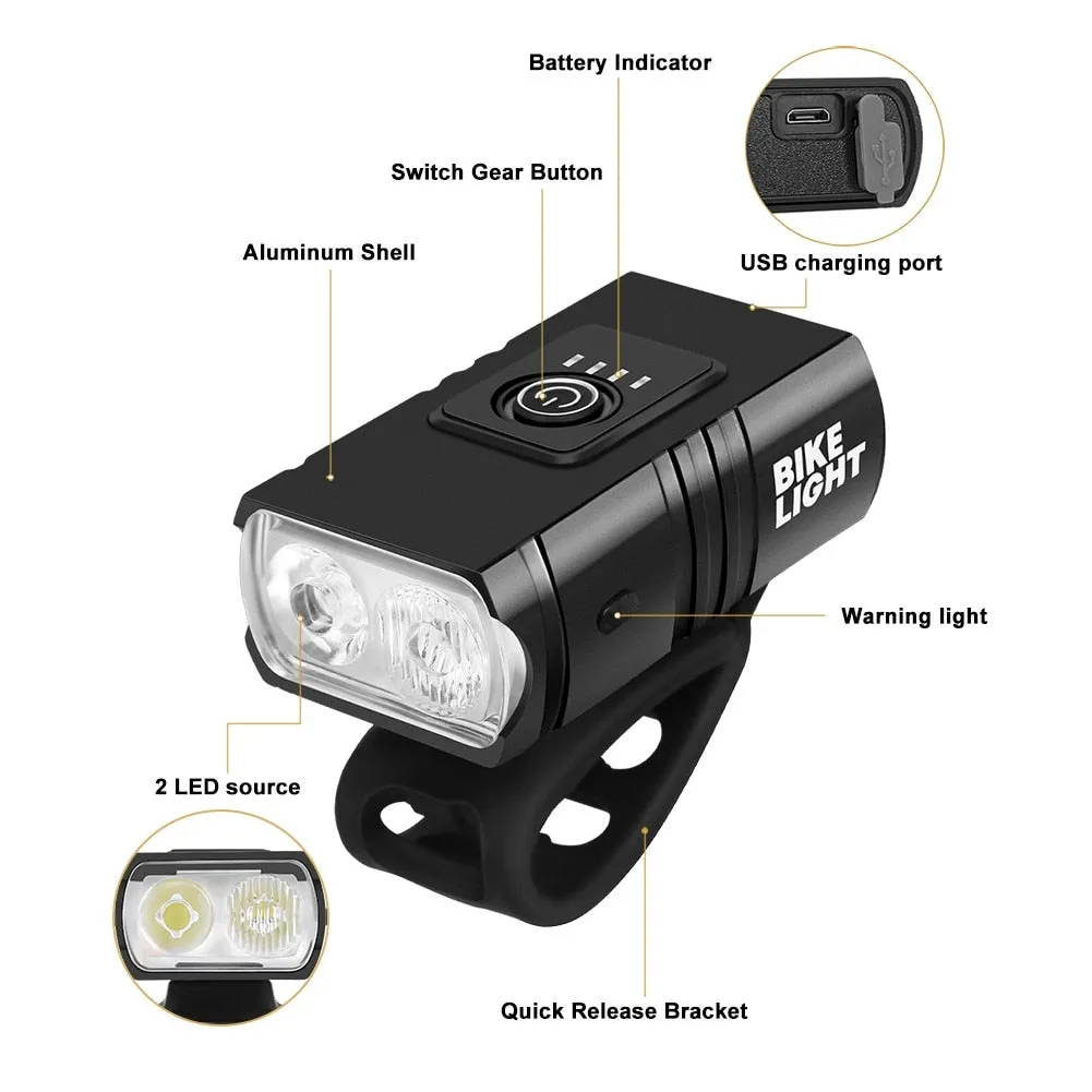 HULIANFU T6 LED Bicycle Light Front USB Rechargeable MTB Mountain Bicycle Lamp 1000LM Bike Headlight Cycling Flashlight Bike Accessories