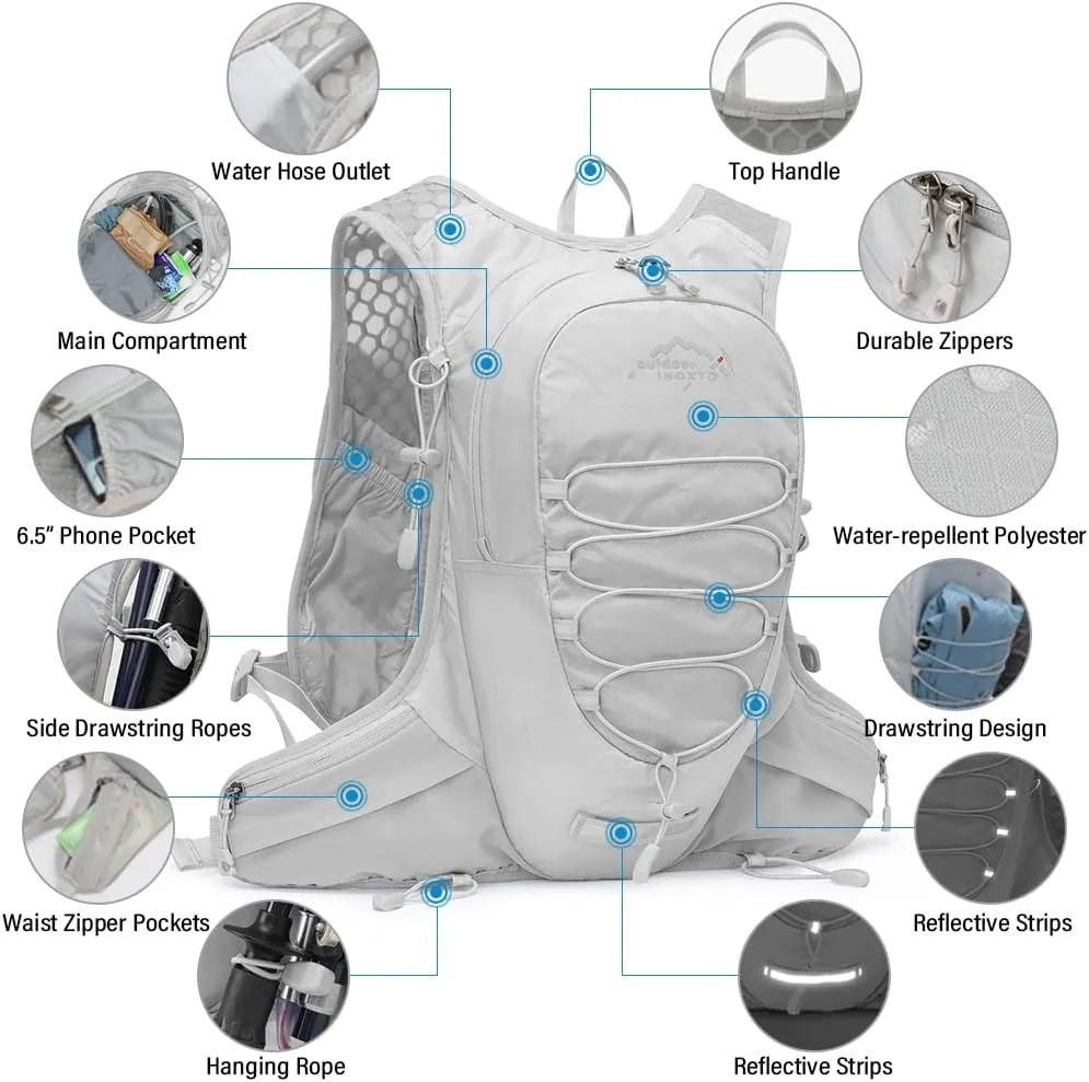 HXBER 12L Cycle Hydration Backpack Lightweight Riding Vest Pack Backpack for Outdoor Running Camping Hiking Mountaineering