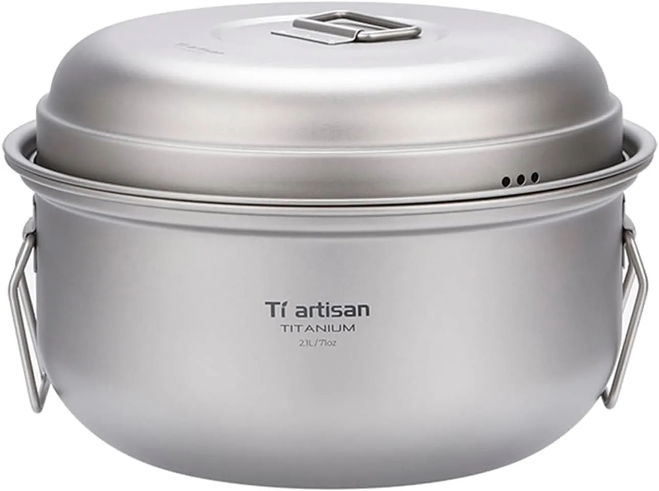 HXBER Titanium Steamer Stockpot Set with Lid Outdoor Camping Soup Steaming Pot Pan Mess Kit