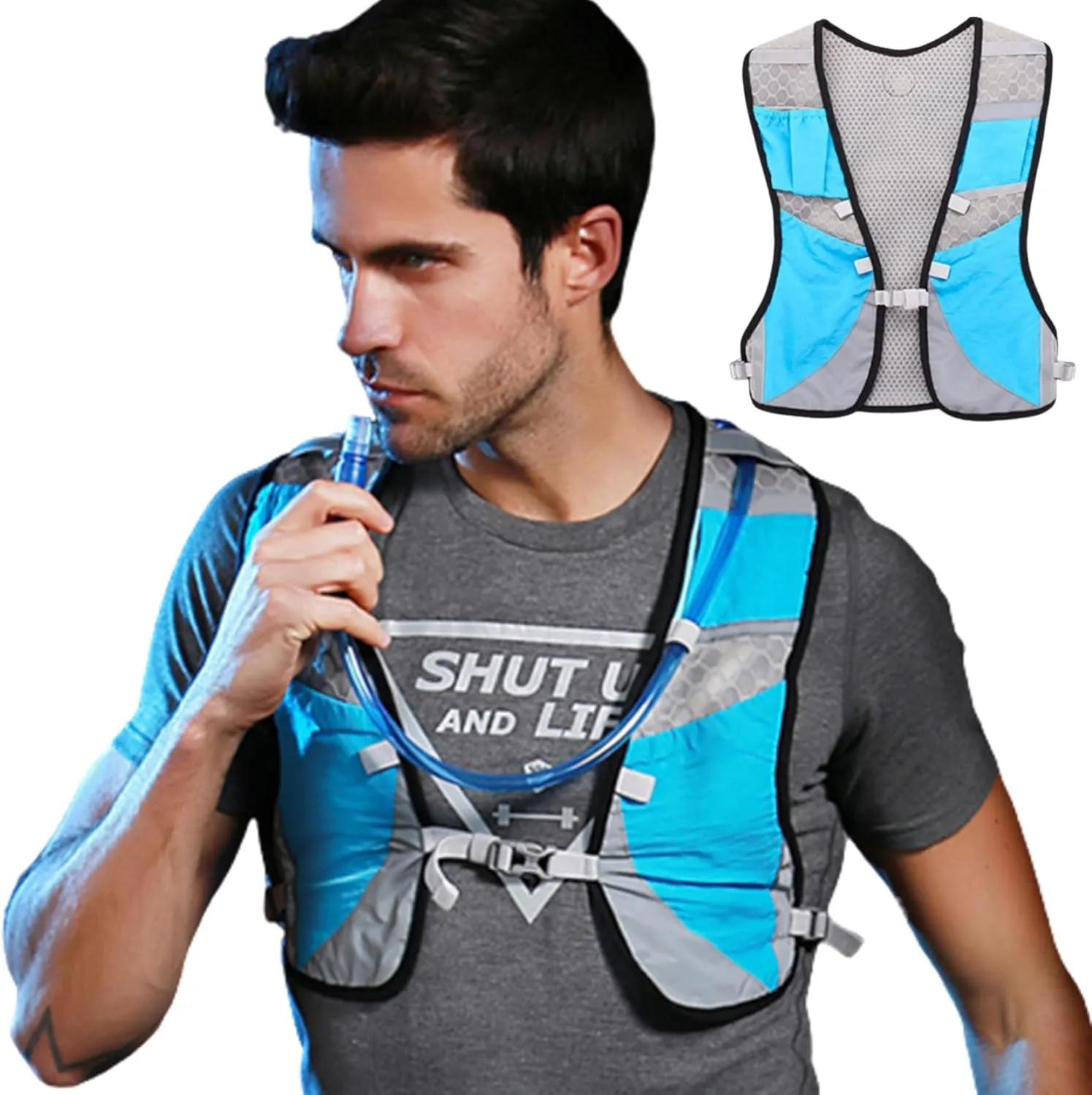 Hydration Packs, Running Hydration Vest 2L Lightweight Marathon Running Vest with Multiple Pockets Adjustable Running Backpack Vest with Reflective Strip for Cycling Climbing Hiking