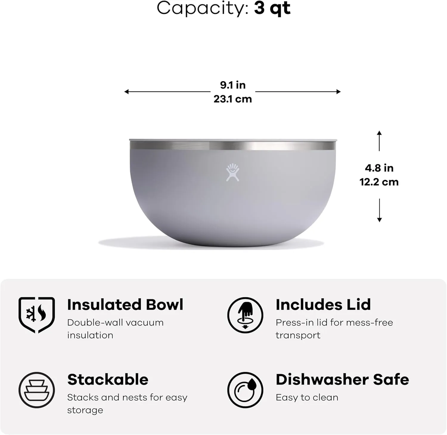 Hydro Flask Outdoor Kitchen Bowl - Stainless Steel Dinnerware Reusable Camping Gear Mess Kit - Dishwasher Safe, BPA-Free, Non-Toxic