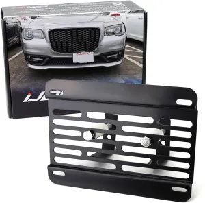 iJDMTOY No Drill Front Grille Mesh Mount License Plate Relocator Kit Compatible with 2015-up Chrysler 300 LCI w/Diamond Shape Lower Bumper Grill Mesh/Insert