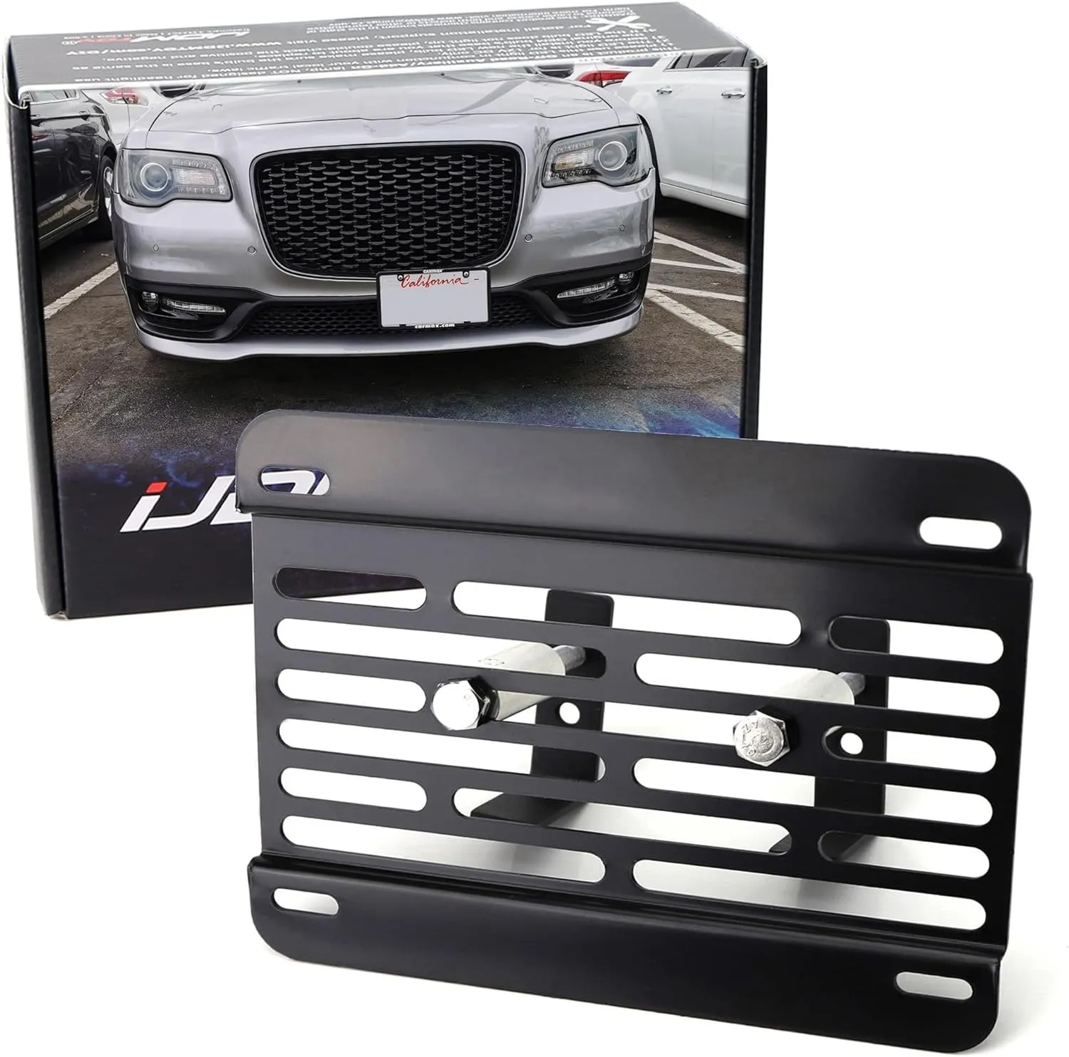 iJDMTOY No Drill Front Grille Mesh Mount License Plate Relocator Kit Compatible with 2015-up Chrysler 300 LCI w/Diamond Shape Lower Bumper Grill Mesh/Insert