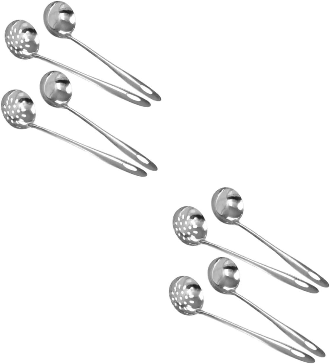 IMIKEYA 2sets Practical Hot Pot Colander Soup Spoon Stainless Steel Spoons 4pcs*2