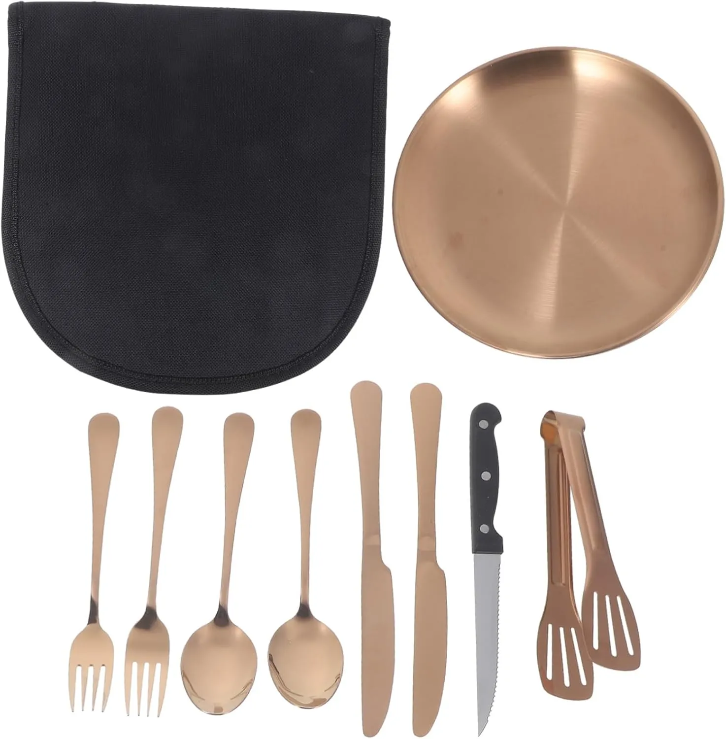 IMIKEYA Elegant Outdoor Picnic Set Stainless Steel Fork Spoon Folding Cutlery Utensils for Camping