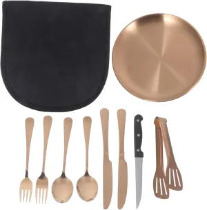 IMIKEYA Elegant Outdoor Picnic Set Stainless Steel Fork Spoon Folding Cutlery Utensils for Camping