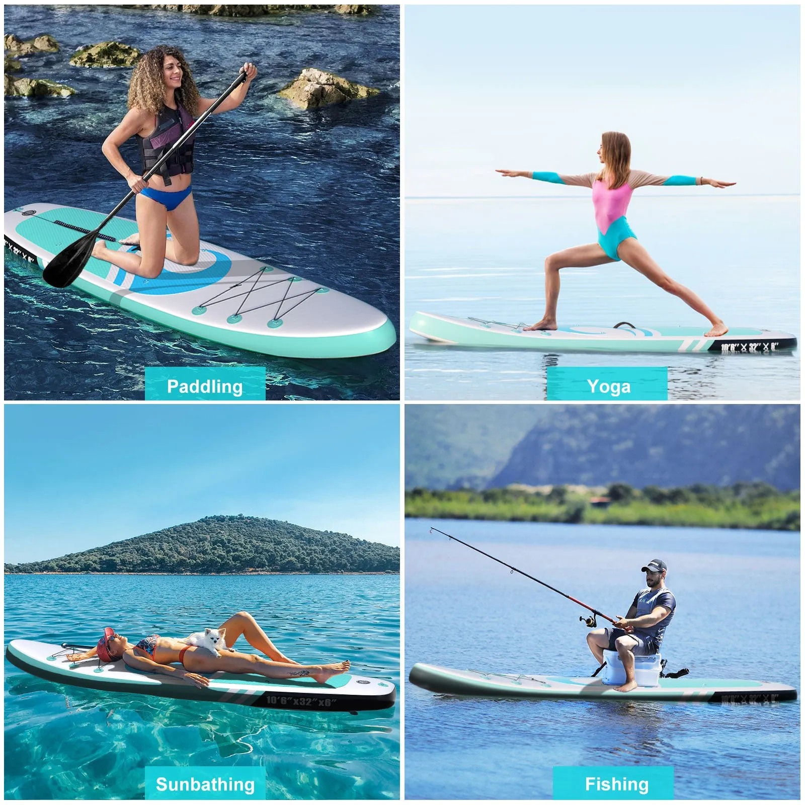 Inflatable Paddle Board for Adults with Premium SUP Accessories and Backpack, Adjustable Paddle and Removable Fin