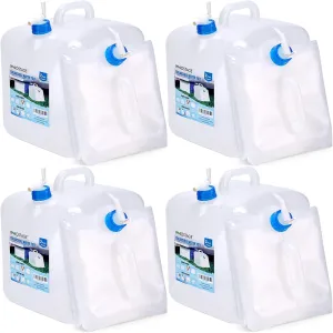 INNO STAGE 4 PACK Collapsible Water Container 5.3 Gallon with Spigot, Camping Water Storage Carrier Jug for Outdoors Hiking, Foldable Portable Water Canteen