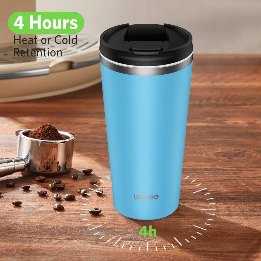 Insulated Coffee Mug with Ceramic Coating, 18oz Travel Mug with Leak-proof Lid, Vacuum Double-wall Tumbler, Stainless Steel Thermal Cup for Tea, Hot Cocoa, Cold Beverage, Ice Drinks