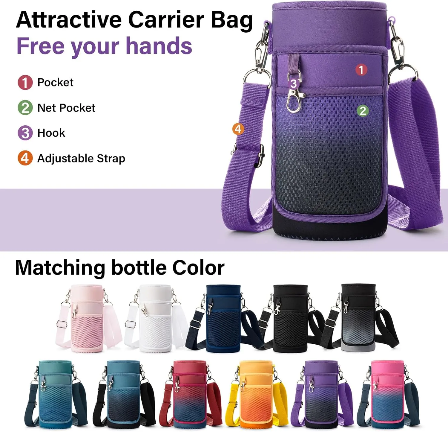 Insulated Water Bottle | Thickened Stainless Steel Vacuum Metal Thermos | Portable Sports Water Jug for Gym and Hiking with Straw, Carrier Bag, Handle Strap | BPA-Free 32 oz