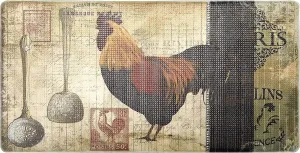 J&V TEXTILES Anti Fatigue Kitchen Mat for Floor, Embossed Themed Cushioned Kitchen Runner Rug Mat, Non Slip, Easy Wipe Clean, 1/2 Inch Thick (20x39 inches, Paris Rooster)