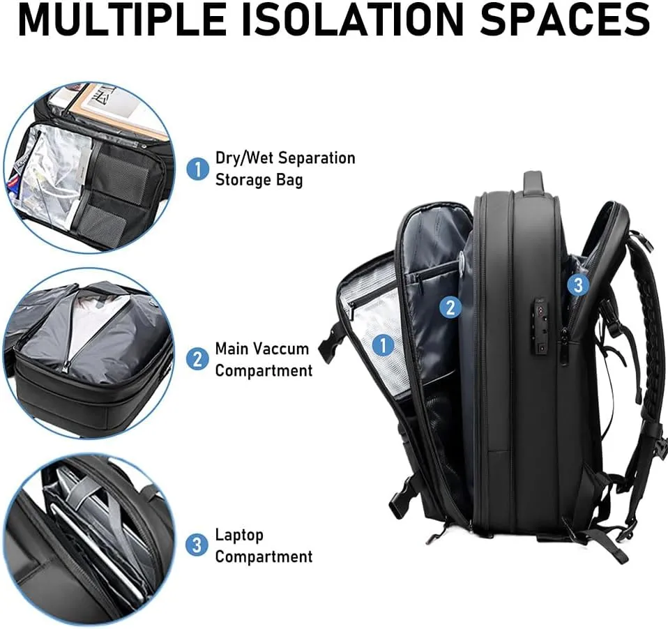 Jet Pack Pro Travel, Airback Backpack,Travel Smart With Vacuum Compression & Waterproof Design(Gray-No Air pump)