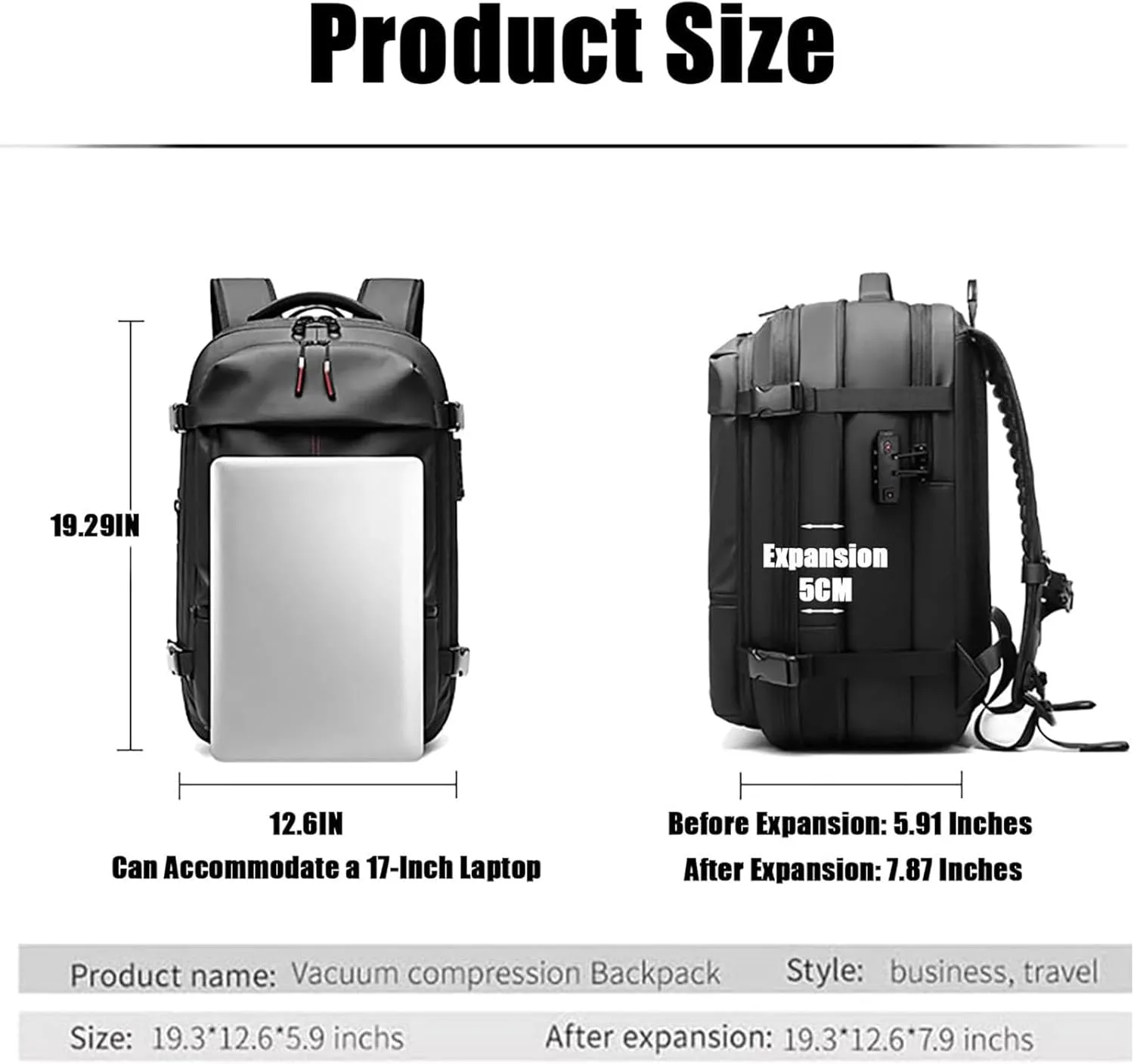 Jfxgjuv Ascribei Backpack, Vacpack Backpack, 60l Expandable Multifunctional Large Capacity Backpack with Vacuum Compression