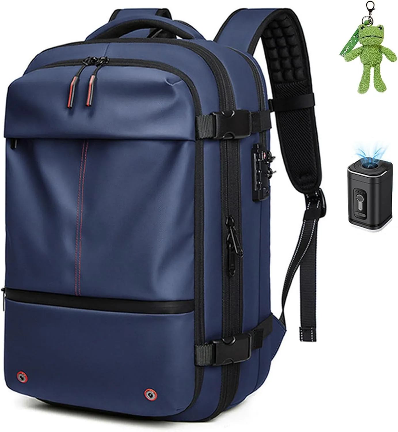 Jfxgjuv Ezy Vac Backpack, Vacpack Backpack, 60L Expandable Vacuum Compression Bag with Air Pump, Waterproof, TSA Lock (Blue (With Pump))