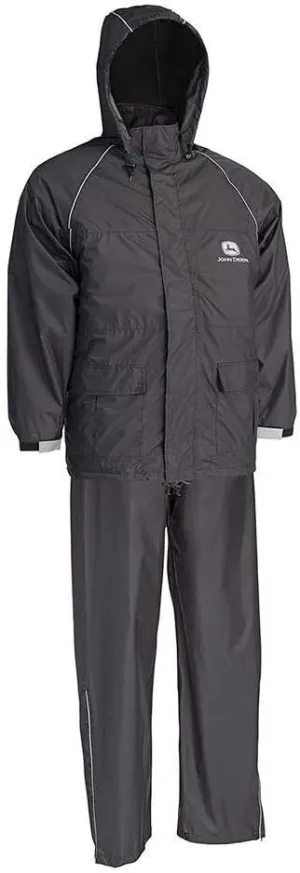 John Deere unisex-adult Black Polyester Rain Suit
