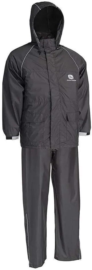 John Deere unisex-adult Black Polyester Rain Suit